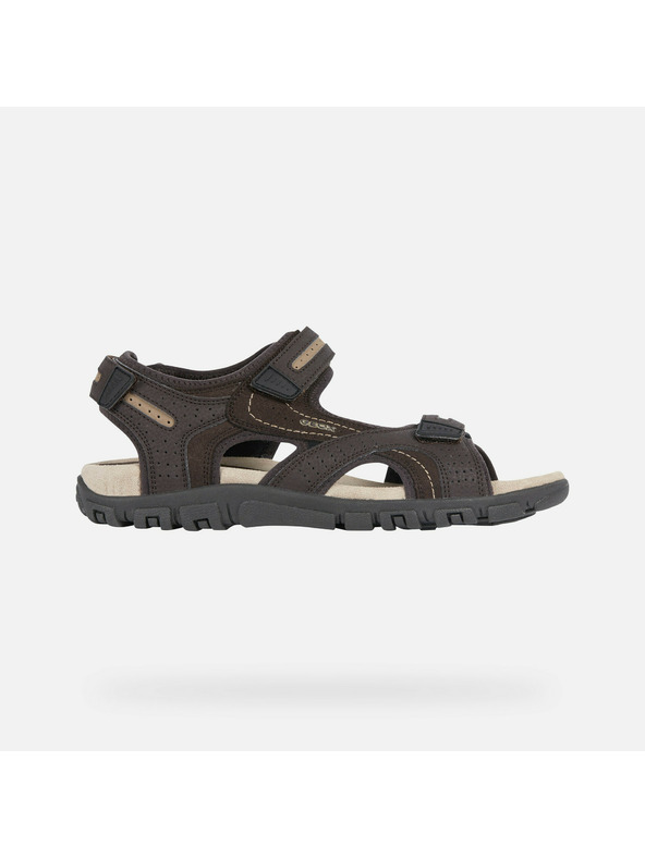 Geox Tmavo hnedé pánske sandále Geox Uomo Sandal Strada