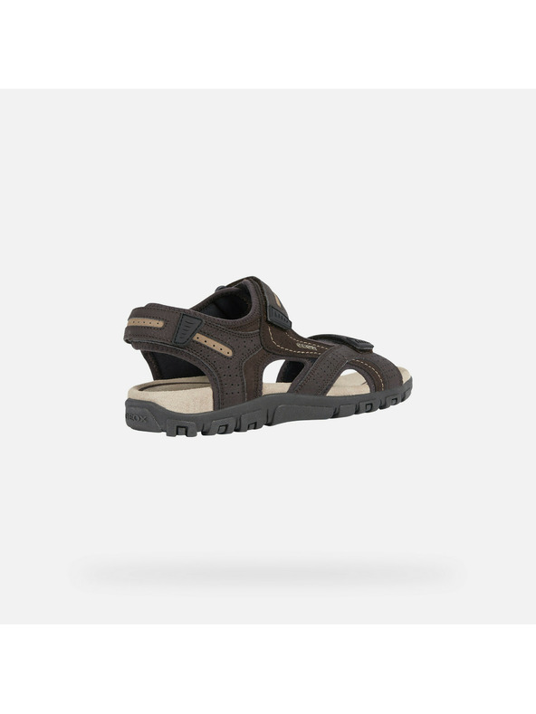 Geox Tmavo hnedé pánske sandále Geox Uomo Sandal Strada