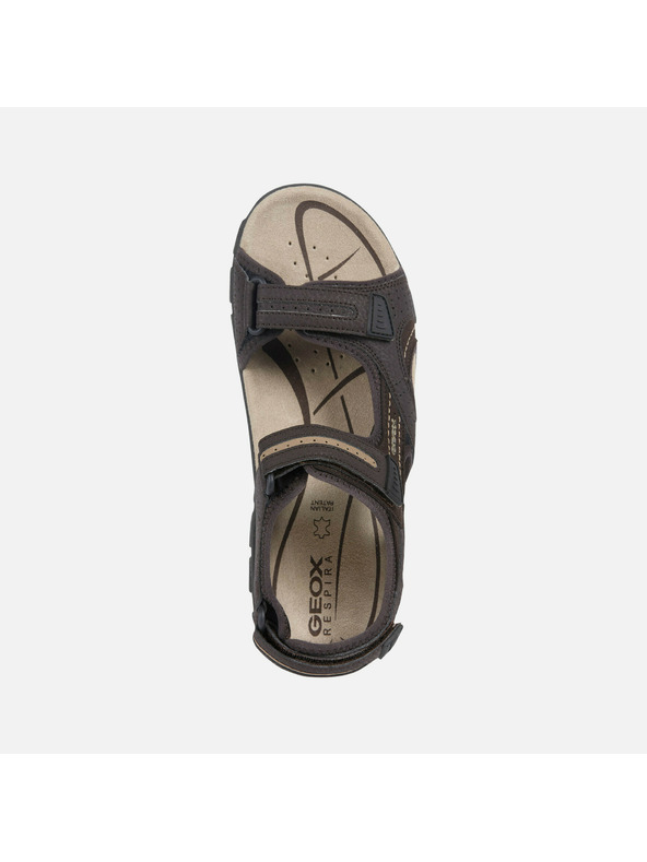 Geox Tmavo hnedé pánske sandále Geox Uomo Sandal Strada
