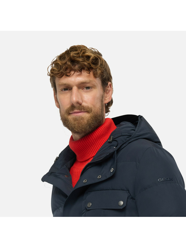 Geox Tmavo modrá pánska bunda Geox Pieve