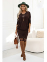 numoco Pohodlné netopierové šaty s dlhým rukávom - čokoládové