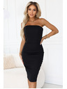numoco Midi šaty s odhalenými ramenami a korzetom - čierne