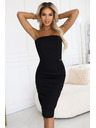 numoco Midi šaty s odhalenými ramenami a korzetom - čierne