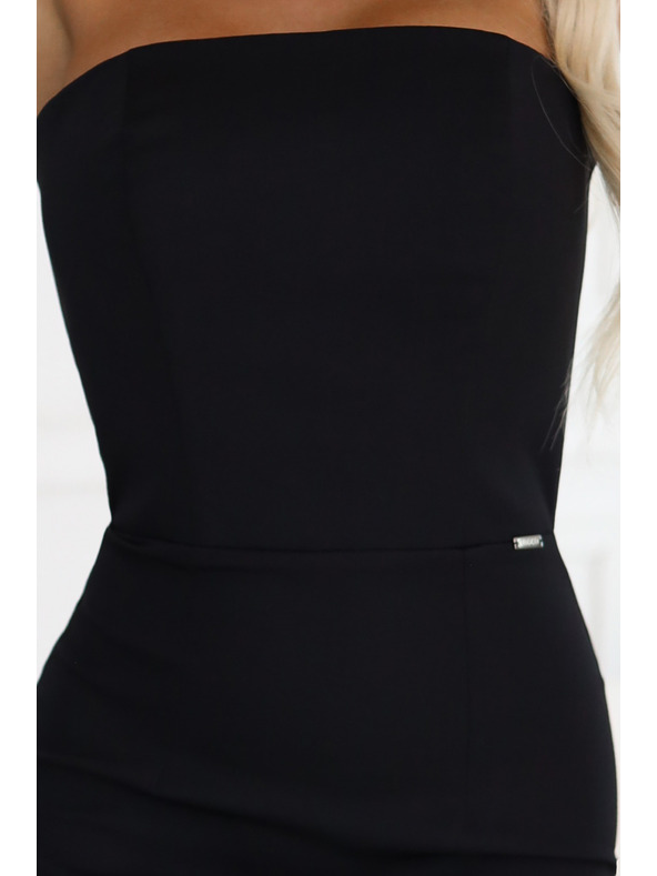 numoco Midi šaty s odhalenými ramenami a korzetom - čierne