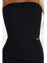 numoco Midi šaty s odhalenými ramenami a korzetom - čierne
