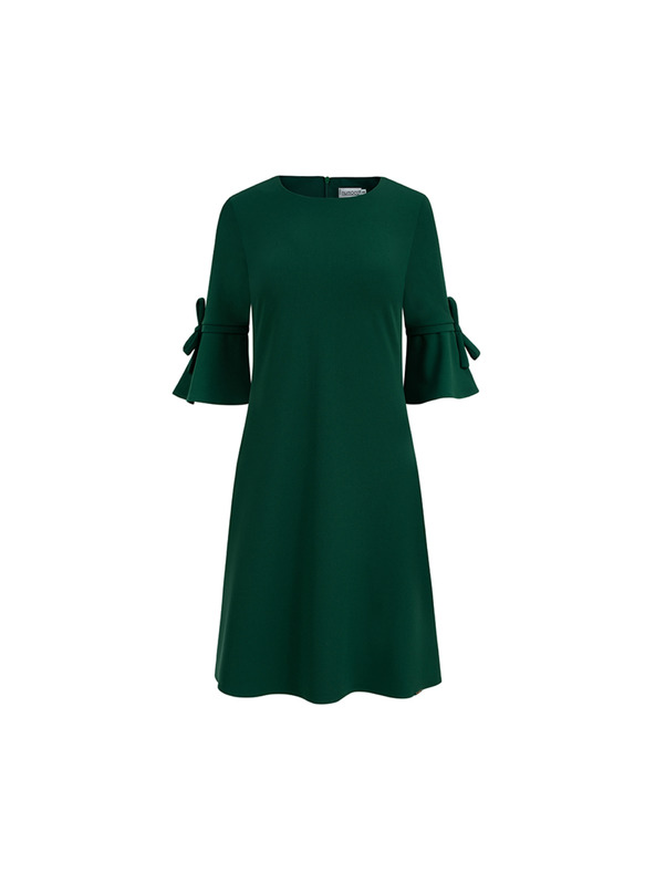 numoco NEVA Trapézové šaty s mašľou - tmavozelená