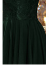 numoco NICOLLE - Exkluzívne šaty s čipkou - tmavozelené