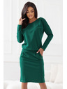 numoco Mikinové šaty s dlhým rukávom a vreckami - pohodlný strih s výstrihom vzadu - zelené