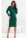 numoco Mikinové šaty s dlhým rukávom a vreckami - pohodlný strih s výstrihom vzadu - zelené