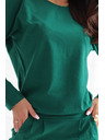 numoco Mikinové šaty s dlhým rukávom a vreckami - pohodlný strih s výstrihom vzadu - zelené