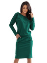 numoco Mikinové šaty s dlhým rukávom a vreckami - pohodlný strih s výstrihom vzadu - zelené