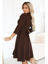 numoco SANDY Voľné košeľové šaty s opaskom - čokoládové