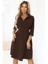numoco SANDY Voľné košeľové šaty s opaskom - čokoládové