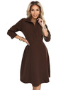 numoco SANDY Voľné košeľové šaty s opaskom - čokoládové