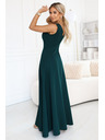 numoco Módne, postavu lichotivé maxi šaty s rozparkom na nohavici - fľaškovo zelené