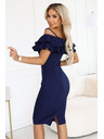 numoco CARMEN Priľnavé midi šaty v španielskom štýle - tmavo modré