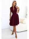 numoco Exkluzívne šaty s rozšíreným spodným dielom a zipsom - vínové