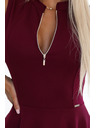 numoco Exkluzívne šaty s rozšíreným spodným dielom a zipsom - vínové