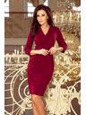 numoco KELLY Elegantné šaty s výstrihom - burgundské