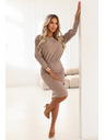 numoco LARA Rebrované šaty s manžetami - mocha mousse