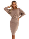 numoco LARA Rebrované šaty s manžetami - mocha mousse