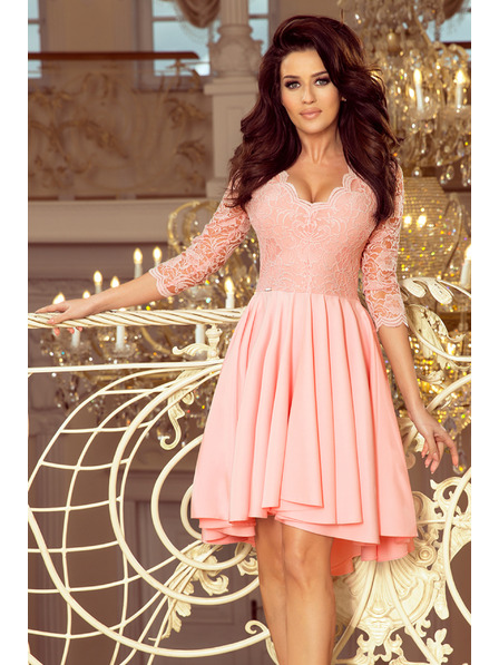 numoco NICOLLE - Exkluzívne šaty s čipkou - pastelová ružová