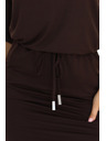 numoco Športové midi šaty s vreckami a zaväzovaním v páse - čokoládovo hnedé