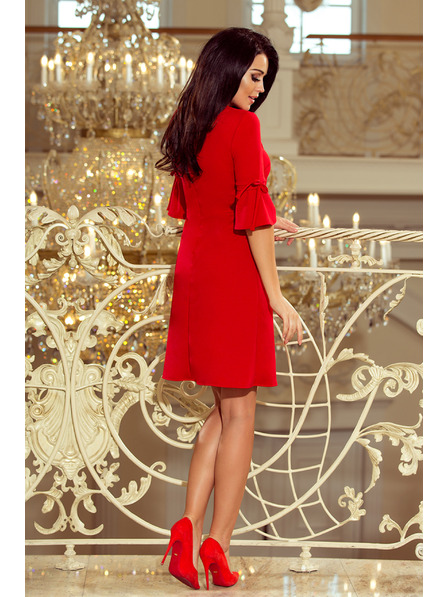 numoco NEVA Trapézové šaty s mašľou - červená