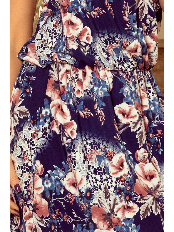 numoco Dlhé šaty zviazané pri krku - slezové