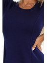 numoco Pohodlné trapézové šaty s dlhým rukávom - tmavo modré
