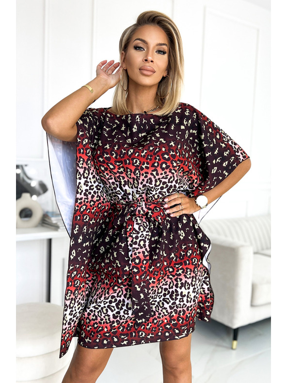 numoco SOFIA Motýlie šaty so zaväzovaním v páse - leopard