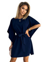 numoco SOFIA Motýlie šaty so zaväzovaním v páse - tmavo modrá