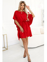 numoco SOFIA Motýlie šaty s kravatou v páse - červené