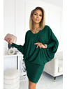 numoco Netopierové šaty s výstrihom - zelená so trblietkami