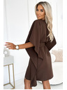 numoco SOFIA Motýlikové šaty so zaväzovaním v páse - čokoládová farba