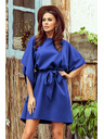 numoco SOFIA Motýlikové šaty so zaväzovaním v páse - modré