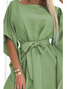 numoco SOFIA Motýlikové šaty so zaväzovaním v páse - olivová farba