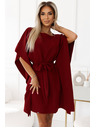 numoco SOFIA Motýlikové šaty so zaväzovaním v páse - Vínovej farby