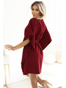 numoco SOFIA Motýlikové šaty so zaväzovaním v páse - Vínovej farby