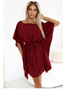 numoco SOFIA Motýlikové šaty so zaväzovaním v páse - Vínovej farby