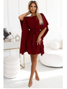 numoco SOFIA Motýlikové šaty so zaväzovaním v páse - Vínovej farby