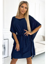 numoco SOFIA Motýlikové šaty so zaväzovaním v páse - tmavmodrá so trblietkami
