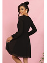numoco ISABELLE Poľské skladané šaty s dlhým rukávom a výstrihom - čierne