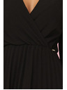 numoco ISABELLE Poľské skladané šaty s dlhým rukávom a výstrihom - čierne