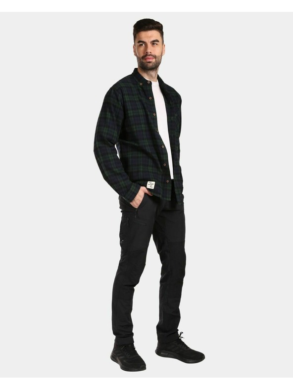 Kilpi Pánska športová flanelová košeľa Kilpi FLANNY-M Tmavo zelená