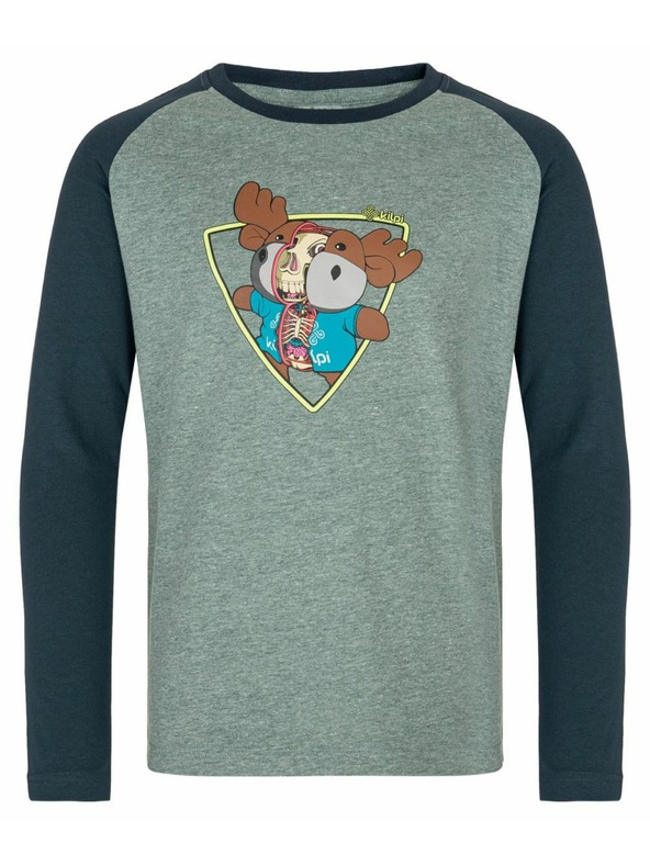 Kilpi Chlapčenské bavlnené tričko s dlhým rukávom Kilpi SONIER-JB Tmavozelená