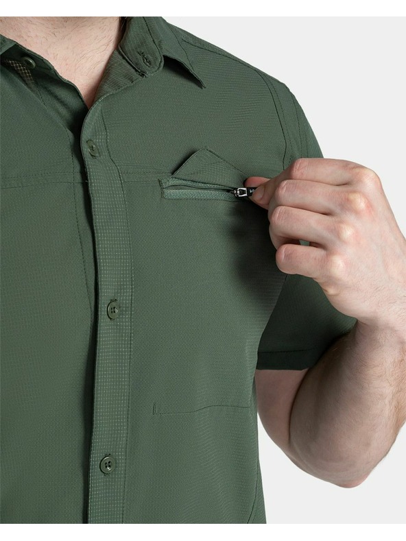 Kilpi Pánska outdoorová košeľa Kilpi BOMBAY-M Tmavozelená