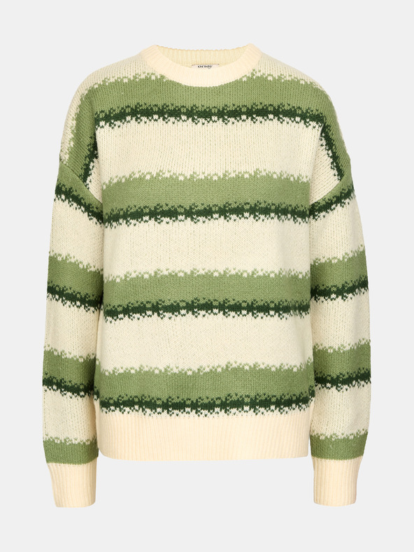 Orsay Zelený dámsky pruhovaný sveter ORSAY