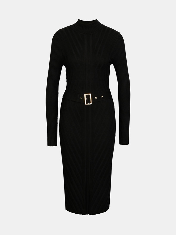 Orsay Čierne dámske midi šaty s opaskom ORSAY