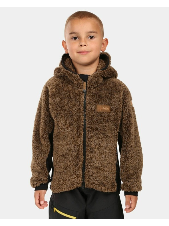 Kilpi Chlapčenská chlpatá fleecová mikina s kapucňou Kilpi NORKA-JB Hnedá